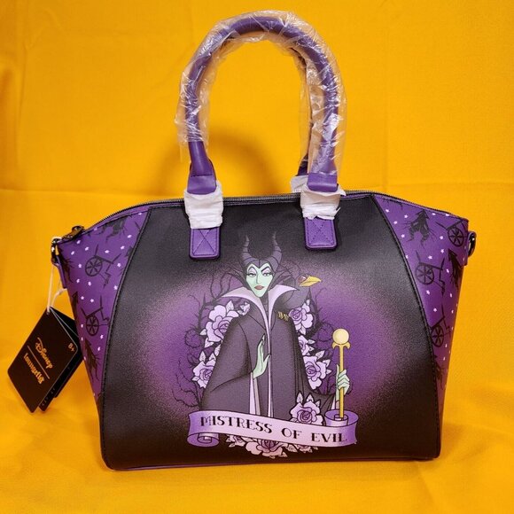Loungefly Disney Villains Maleficent Mistress Of Evil Satchel Purple Handbag NEW - Picture 1 of 14